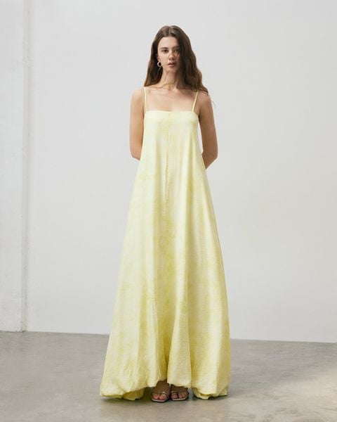  Yellow Bubble Hem Maxi Dress 