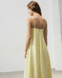  Yellow Bubble Hem Maxi Dress 