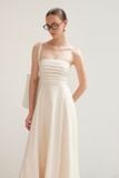 Ivory Linen Strapless Maxi Dress 