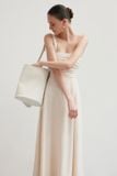  Ivory Linen Strapless Maxi Dress 