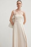  Ivory Linen Strapless Maxi Dress 