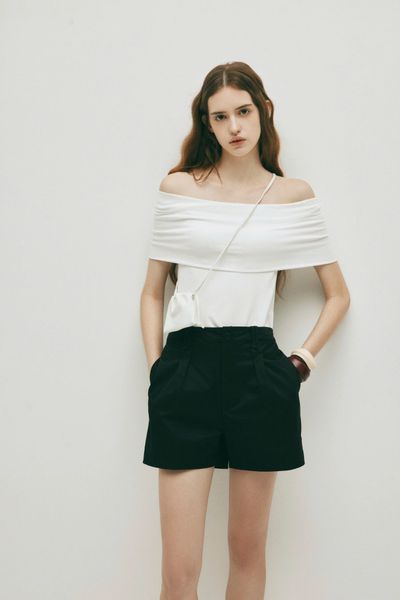  White Off-shoulder Fitted Top 