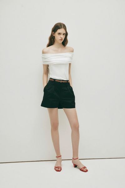  Black Pleated Front Shorts 