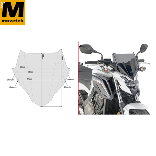 Kính chắn gió Givi A1159 Honda CB650F 17-18