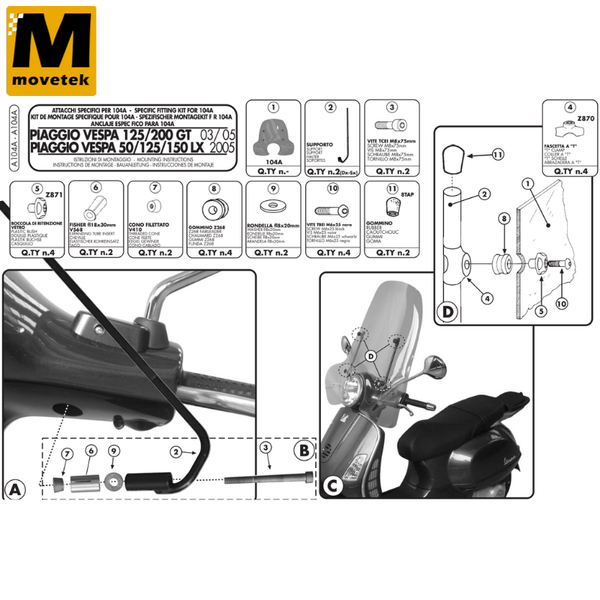 Bộ kit chuyên dụng Givi A104A cho nhiều dòng xe