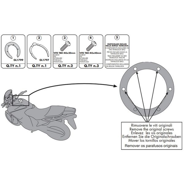 Ngàm túi bình xăng tanklock Givi BF02 MY