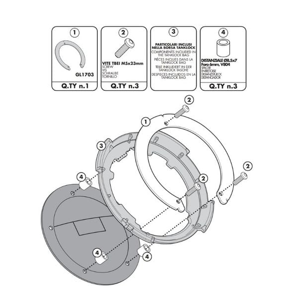 Ngàm túi bình xăng tanklock Givi BF04 MY