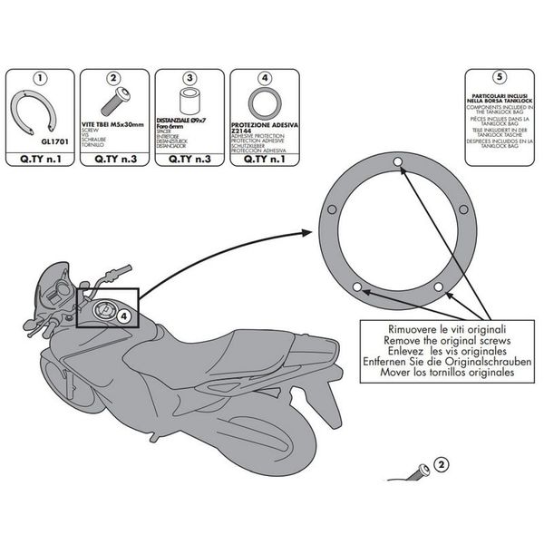 Ngàm túi bình xăng tanklock Givi BF08