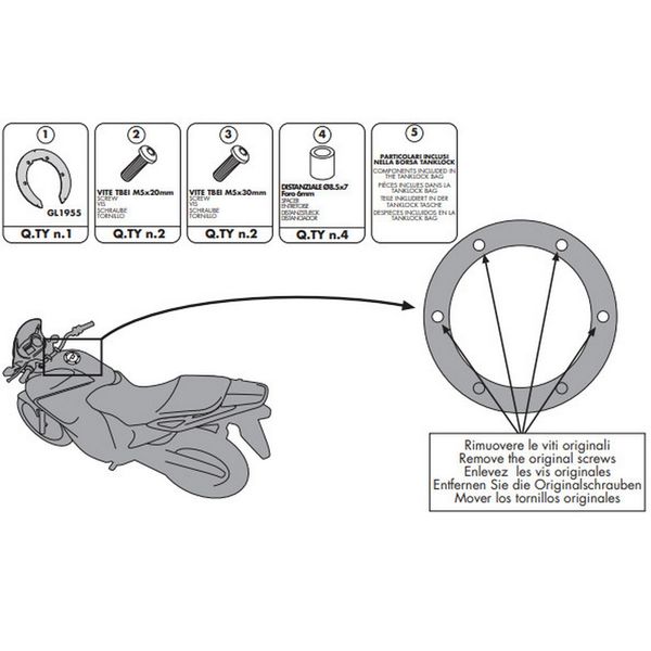 Ngàm túi bình xăng tanklock Givi BF10