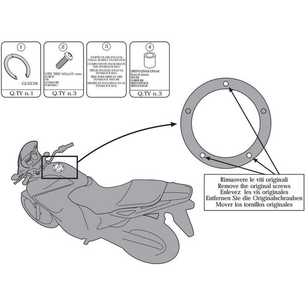 Ngàm túi bình xăng tanklock Givi BF27