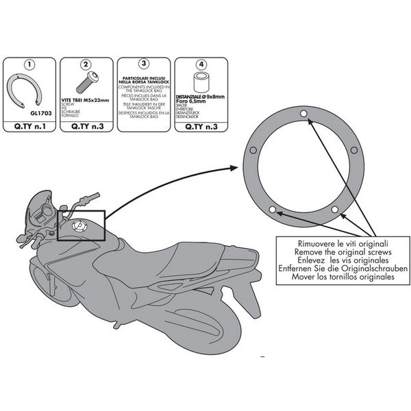 Ngàm túi bình xăng tanklock Givi BF35