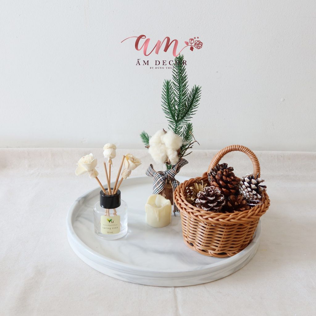 KHAY ĐÁ TRÒN ĐỰNG ẤM CHÉN TRÀ CHIỀU