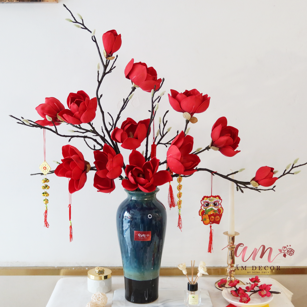 ZBÌNH HOA MỘC LAN ĐỎ TRƯỜNG XUÂN