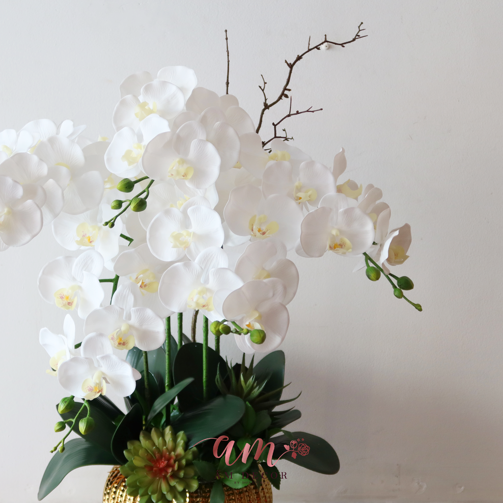 QUAN ÂM WHITE ORCHID GOLD ARANGEMENT