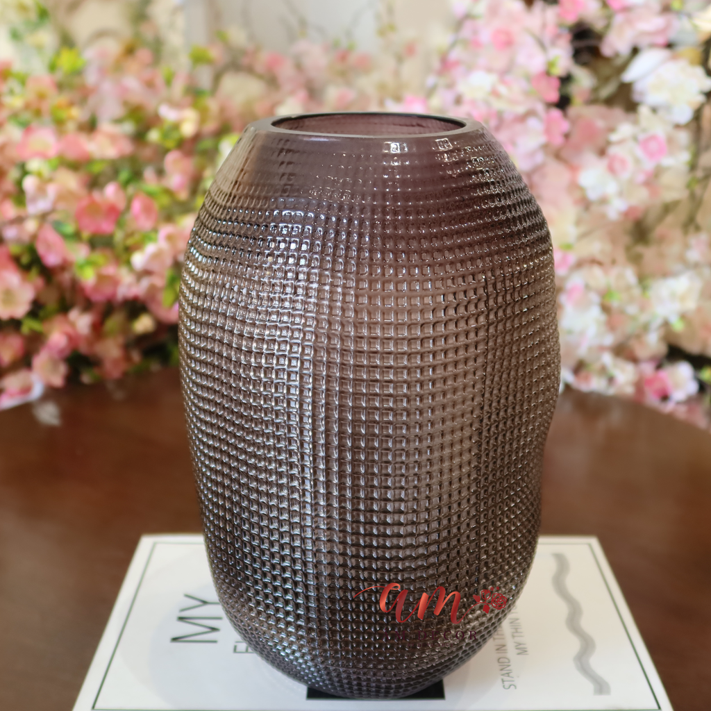 Lọ Thủy Tinh Xám Tròn Nghệ Thuật