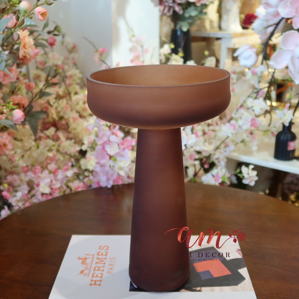 Bình Thủy Tinh Bóng Màu Cafe