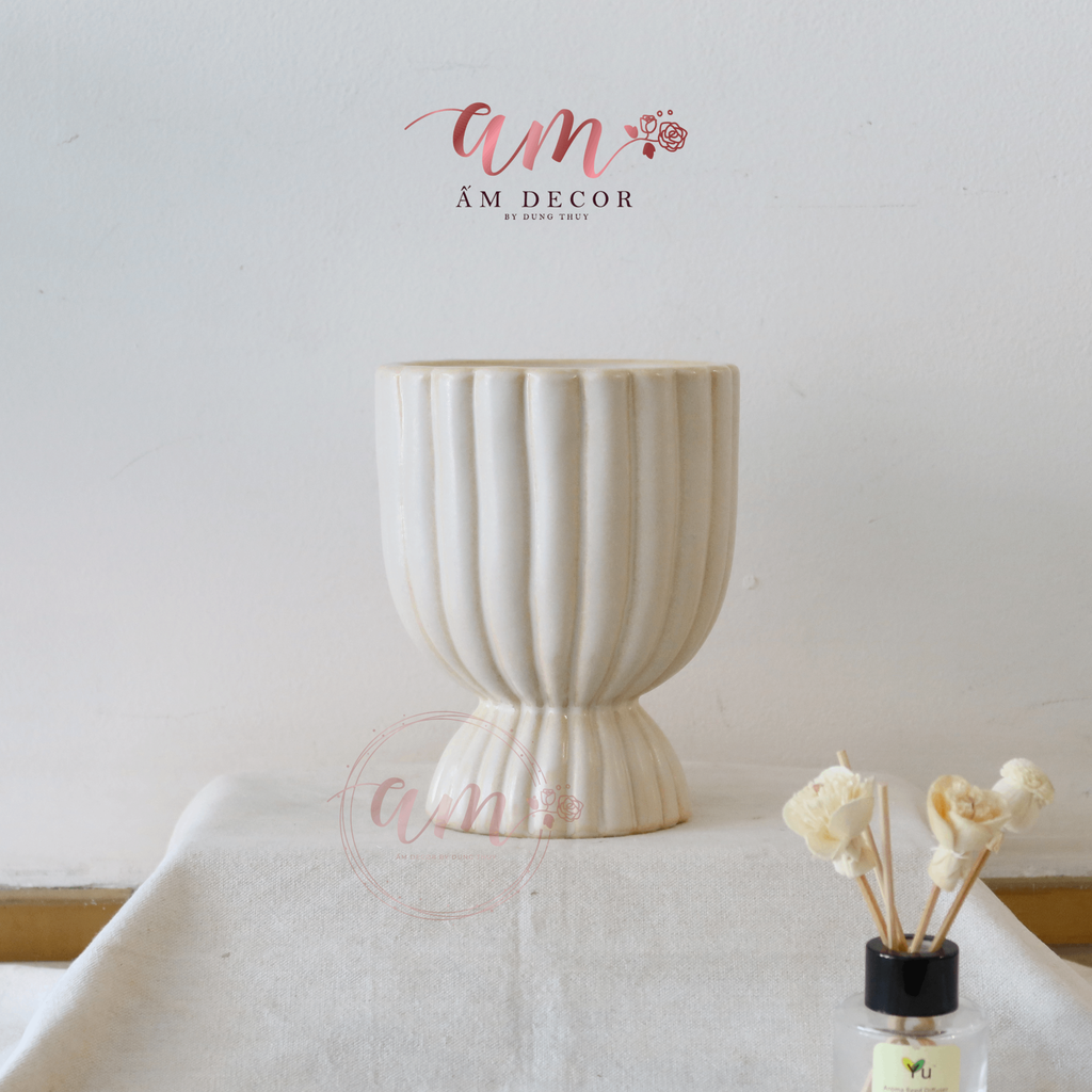 LỌ GỐM CUP THẤP DECOR
