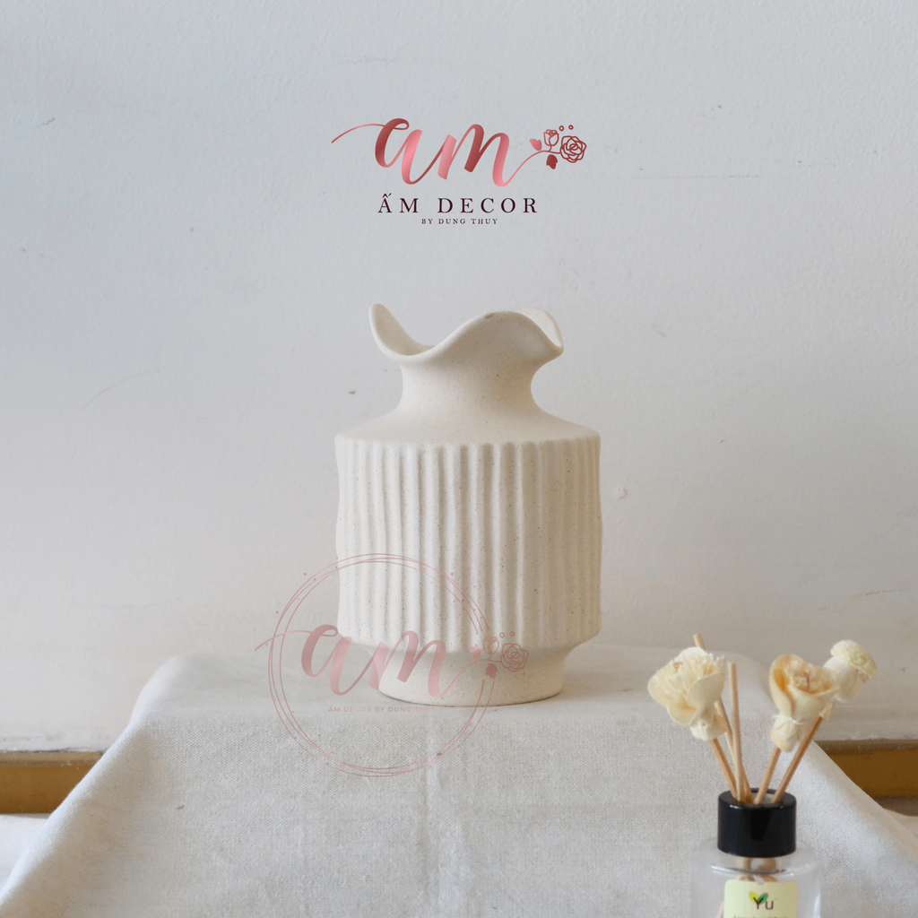 LỌ GỐM SÓNG VIỀN DECOR