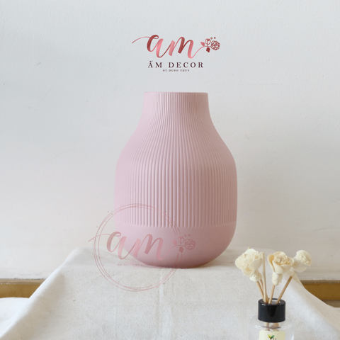  BÌNH GỐM VÂN SỌC HỒNG 