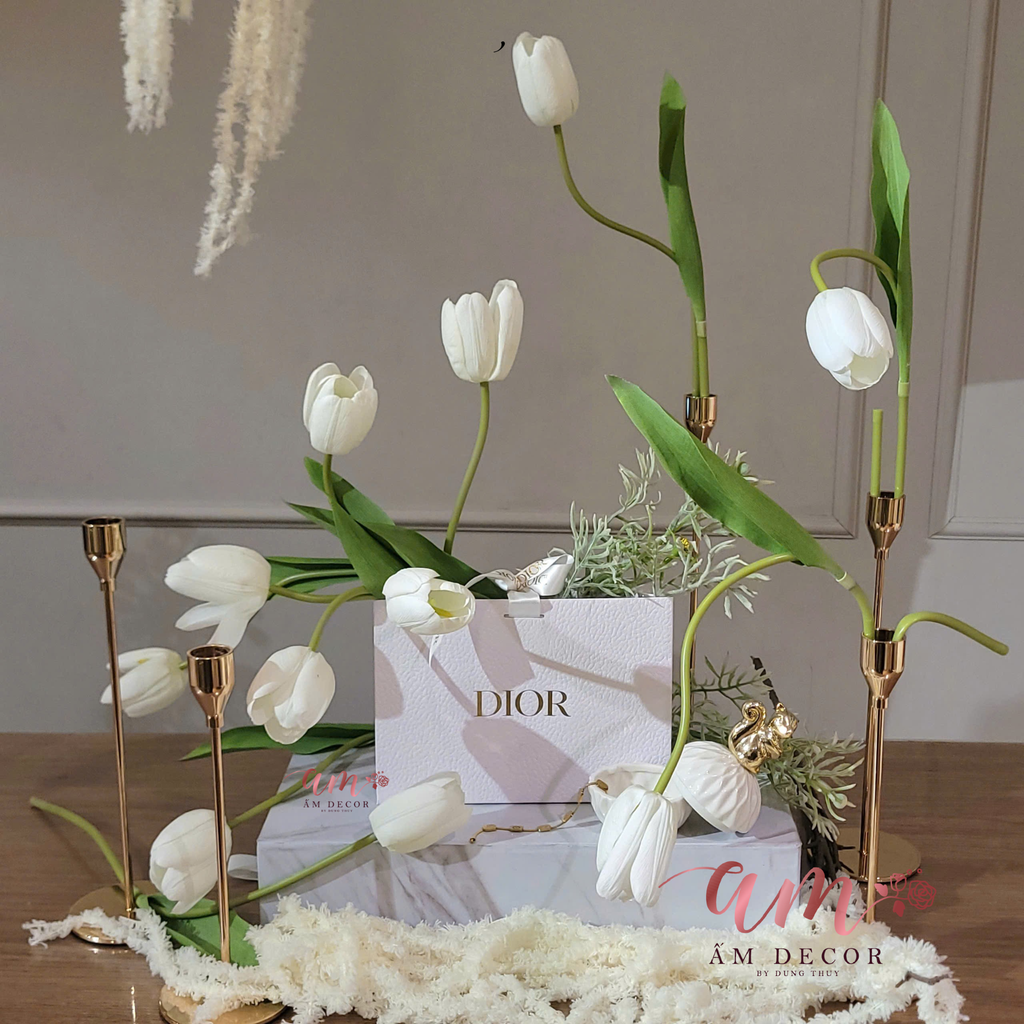 HOA TULIP RAFFIA (Trắng)