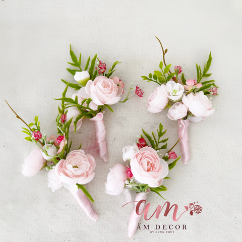  Hoa cài áo cho 2 bên phụ mẫu PINK 