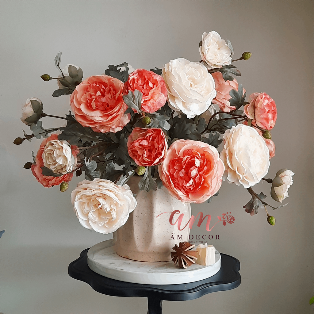 ZCHẬU HOA ROSA PEONY CREAM MIXEL