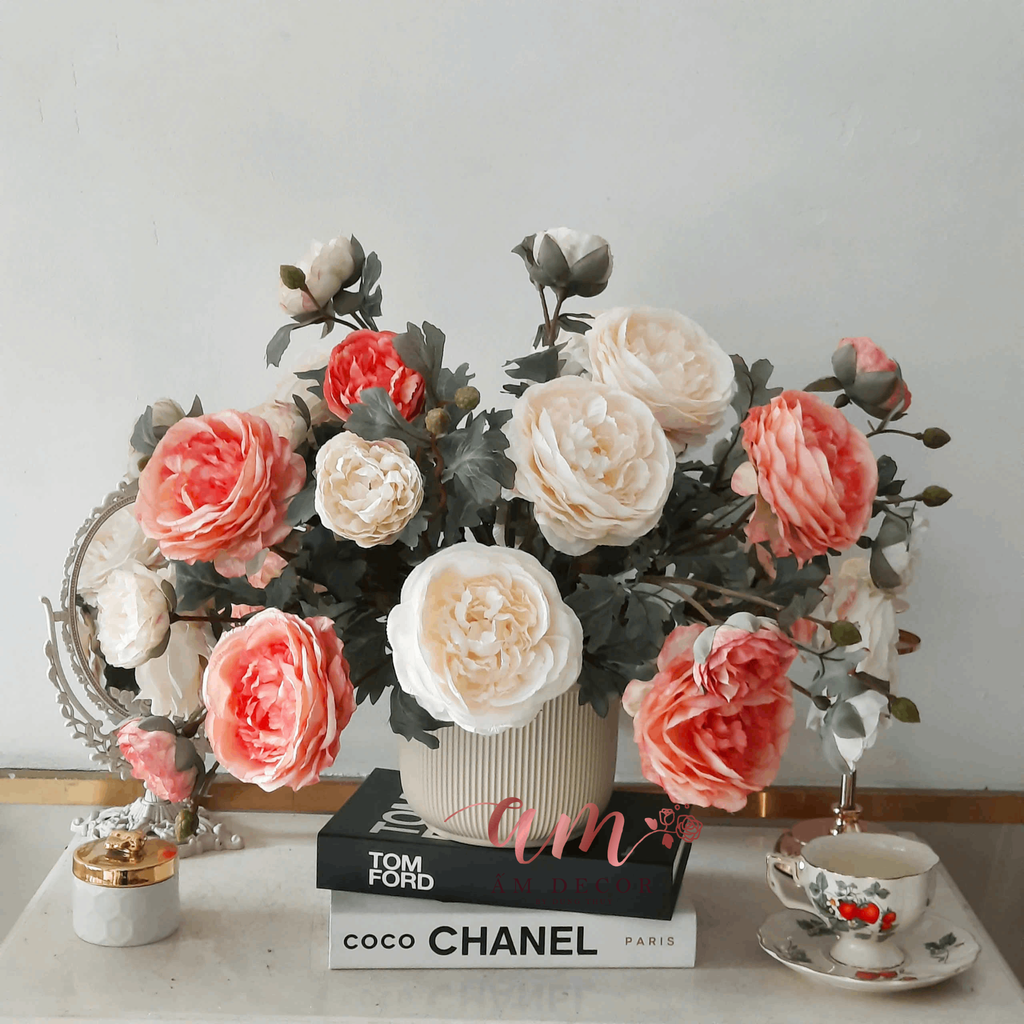 ZCHẬU HOA ROSIE PEONY ORANGE CREAM