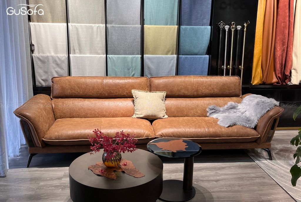 Sofa băng 4 chỗ GuFuture 2,7m Da bò mộc Italy 80%