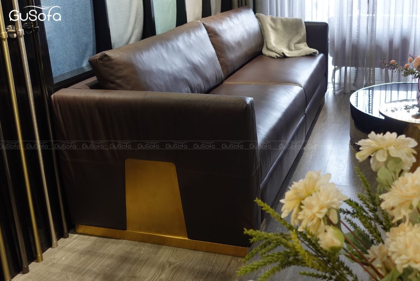  Sofa băng 4 chỗ GuLux 2,5m Da bò Brazil 80% 