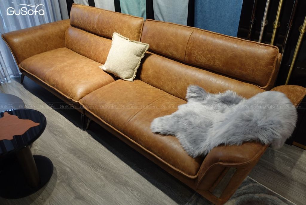 Sofa băng 4 chỗ GuFuture 2,7m Da bò mộc Italy 80%