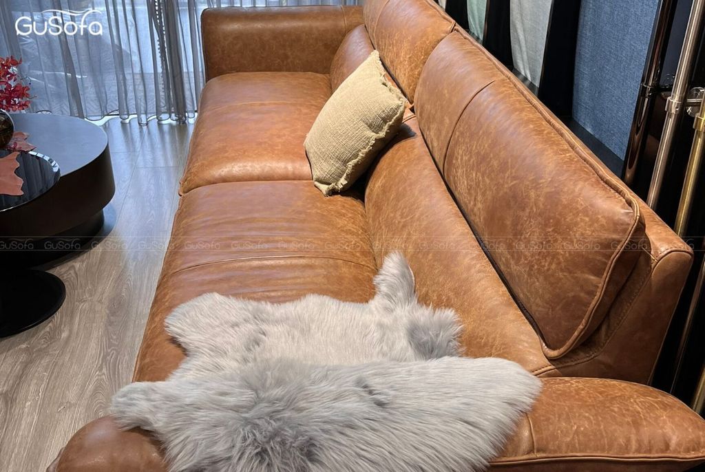 Sofa băng 4 chỗ GuFuture 2,7m Da bò mộc Italy 80%