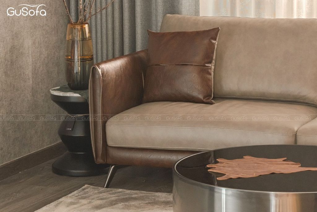 Sofa băng Lyna 2,2m Da bò Brazil mix Microfiber