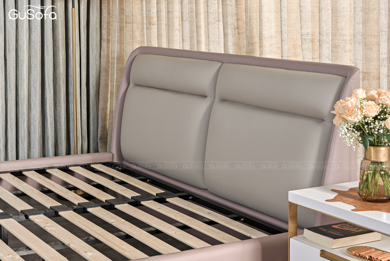  Giường BED19 1,8m x 2,0m bọc da tổng hợp Microfiber 