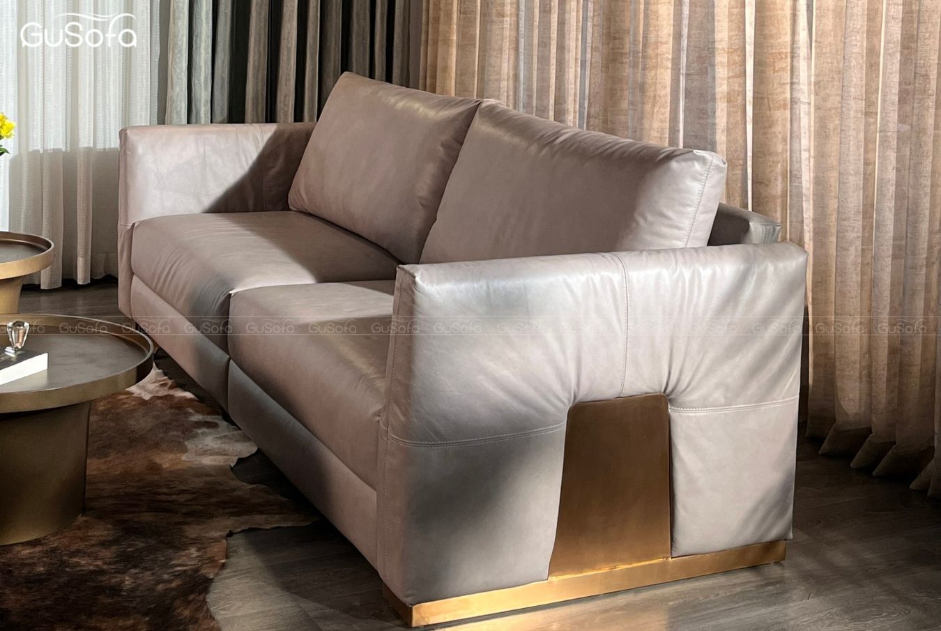  Sofa băng 4 chỗ GuLux 2,5m Da bò Brazil 80% 