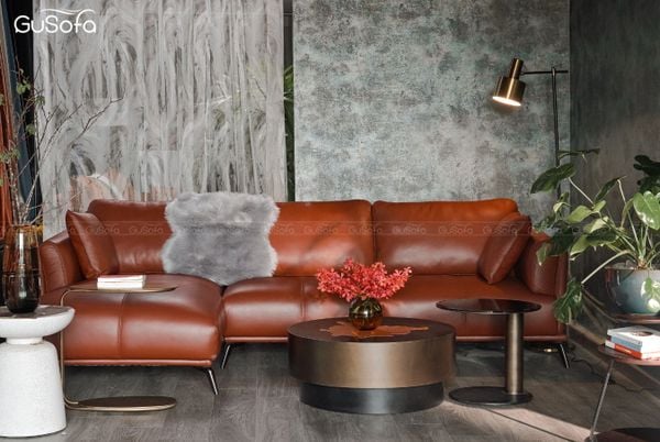 Ghế sofa góc da bò sang trọng