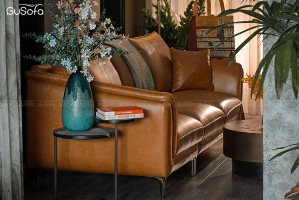  Ghế Sofa băng 4 chỗ GLORIA 2,5m Da bò mộc Italy 80% 