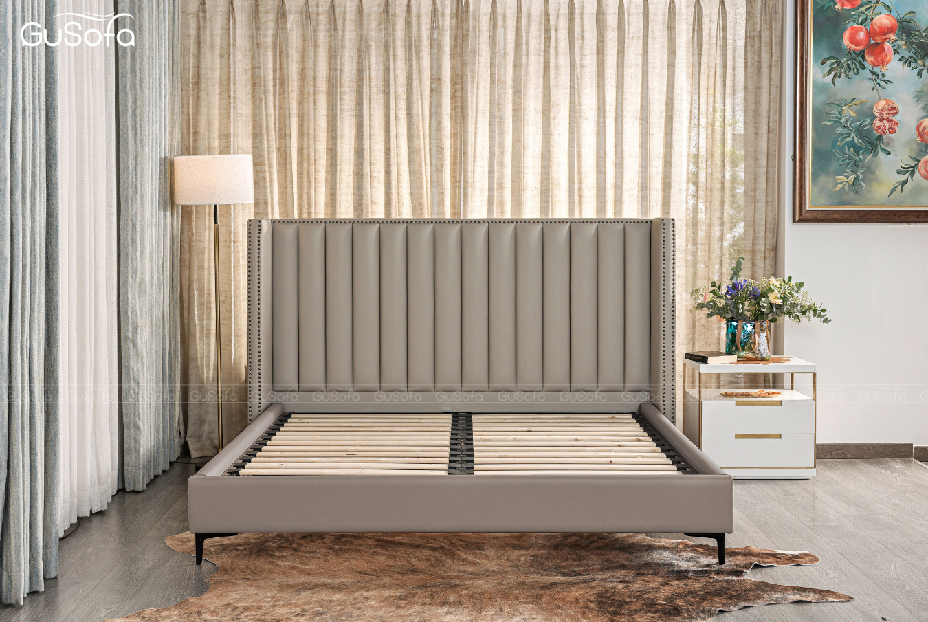  Giường BED20 1,8m x 2,0m bọc da tổng hợp Microfiber 