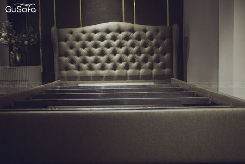 Giường BED07 1,8m x 2,0m bọc vải nỉ