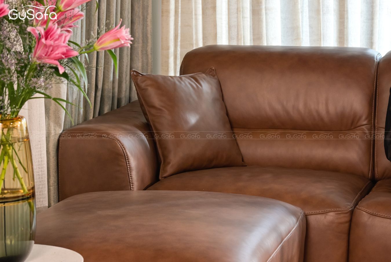  Ghế Sofa băng Feel size lớn 3.55m Da bò Brazil 80% 