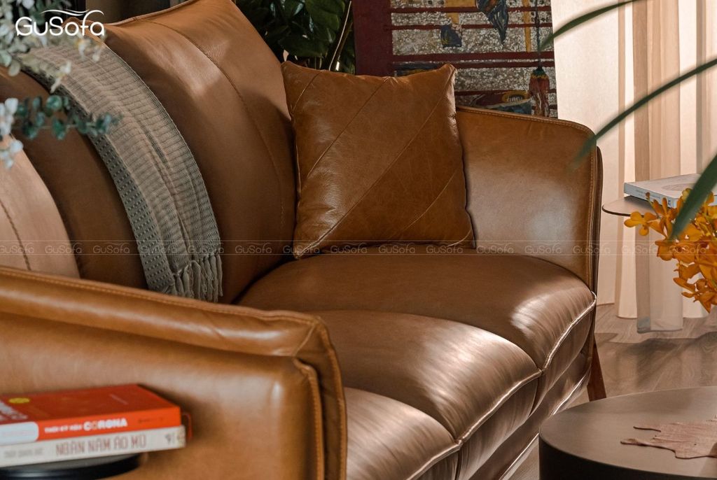 Ghế Sofa băng 4 chỗ GLORIA 2,5m Da bò mộc Italy 80%