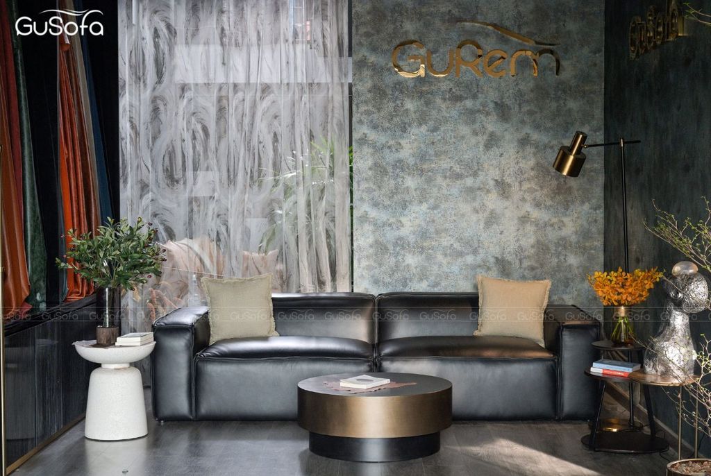 Ghế Sofa băng GuBasic chân bệt 2,6m 4 chỗ Da bò Indo 80%