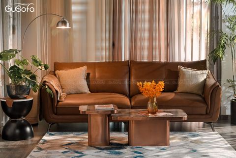 Ghế Sofa băng 4 chỗ GLORIA 2,4m Da bò Brazil 80%