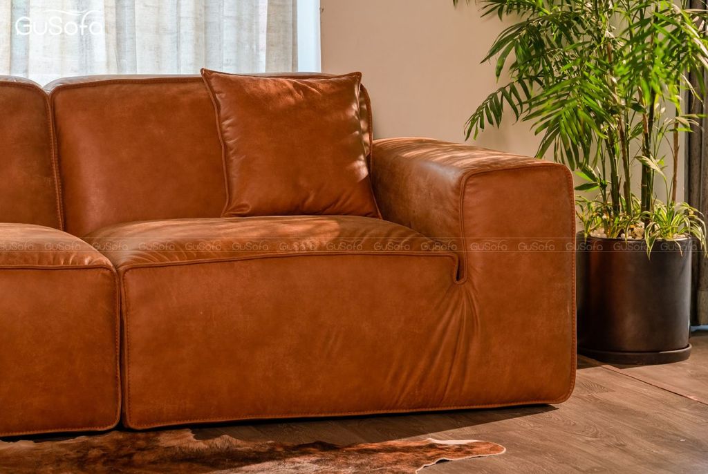 Ghế Sofa băng size lớn Unique 3,2m Da bò mộc Italy 80%