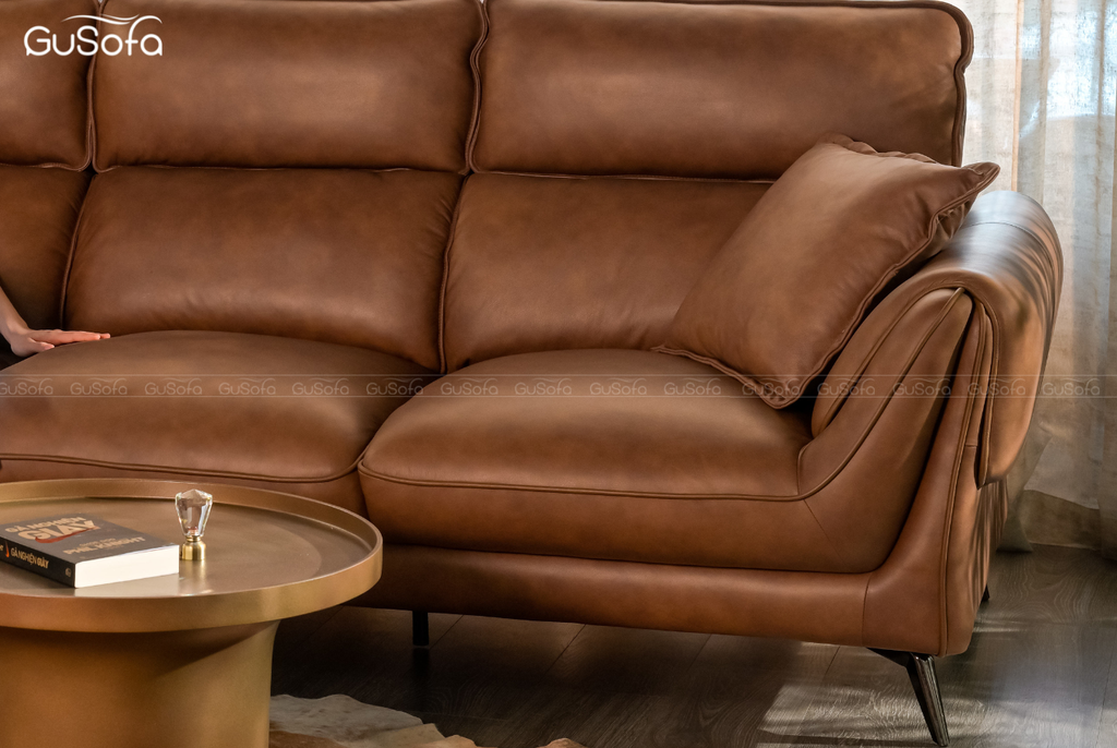 Ghế Sofa băng 4 chỗ GuTrend 2,5m Da bò Brazil 80%