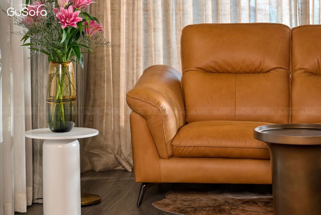 Ghế Sofa băng 4 chỗ Keva 2,5m Da bò mộc Italy 80%