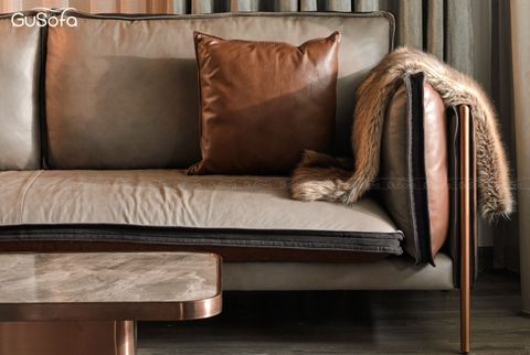 Sofa băng ROSA 3 chỗ 2,4m Da bò Brazil 60% mix Microfiber