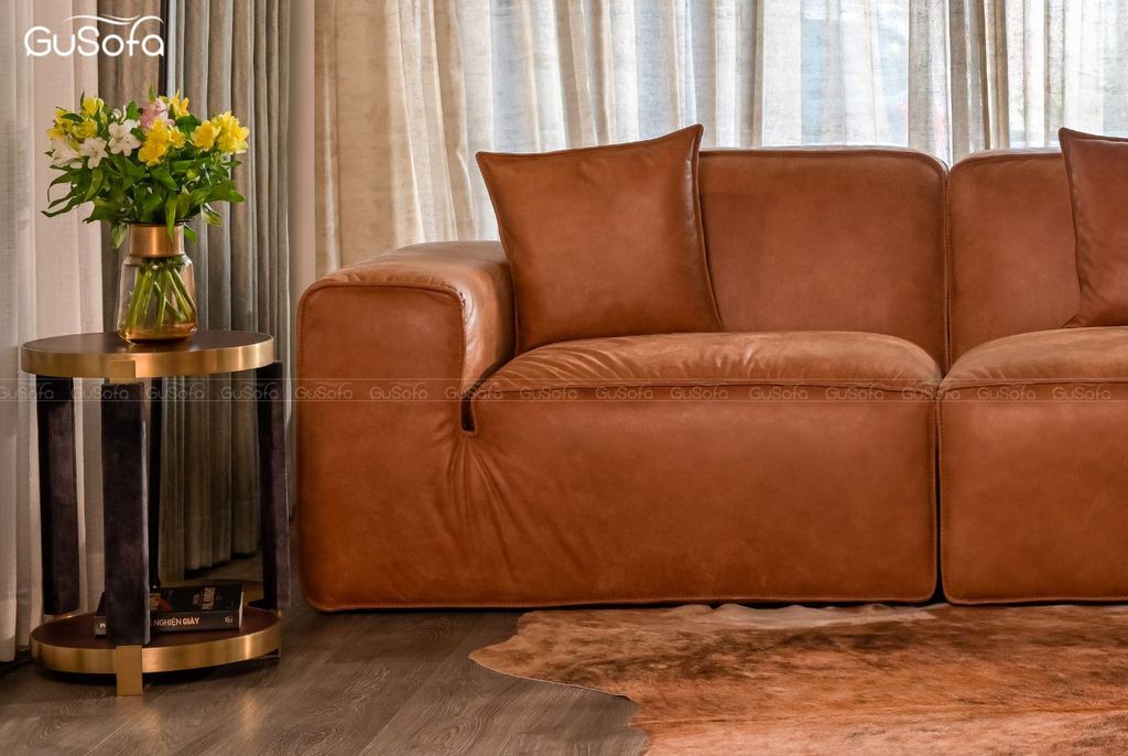 Ghế Sofa băng size lớn Unique 3,2m Da bò mộc Italy 80%