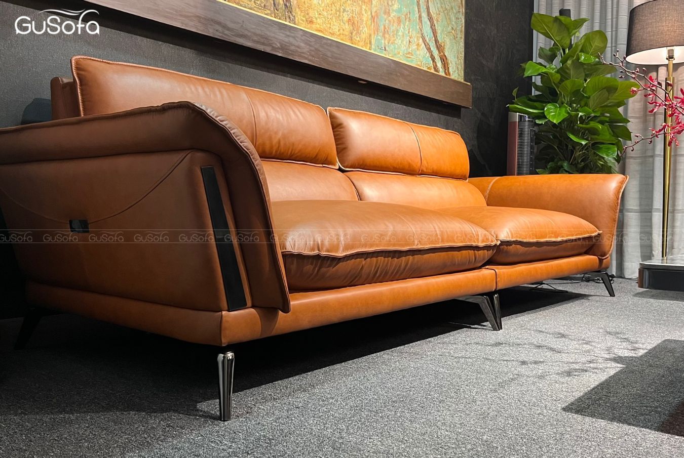  Ghế Sofa băng 4 chỗ GuFuture 2,5m Da bò Brazil 80% 