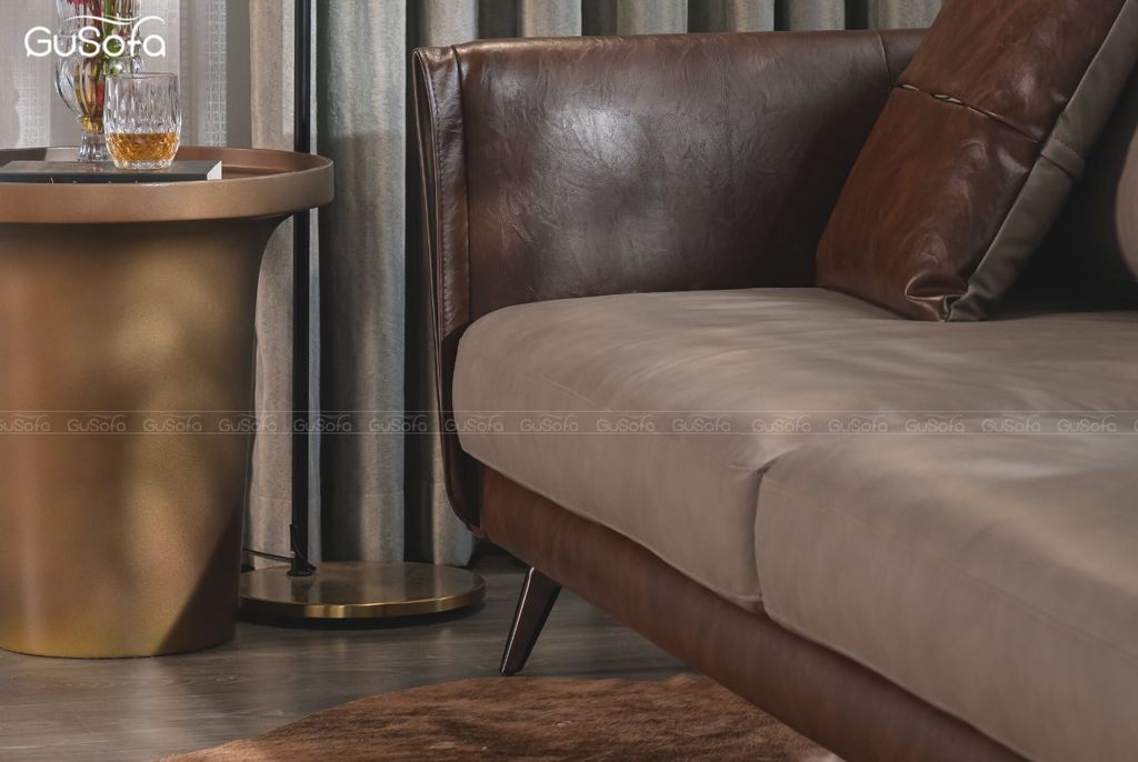 Sofa băng Lyna 2,2m Da bò Brazil mix Microfiber
