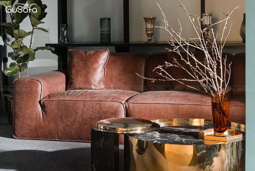 Ghế Sofa băng size lớn Unique 3,2m Da bò mộc Italy 80%